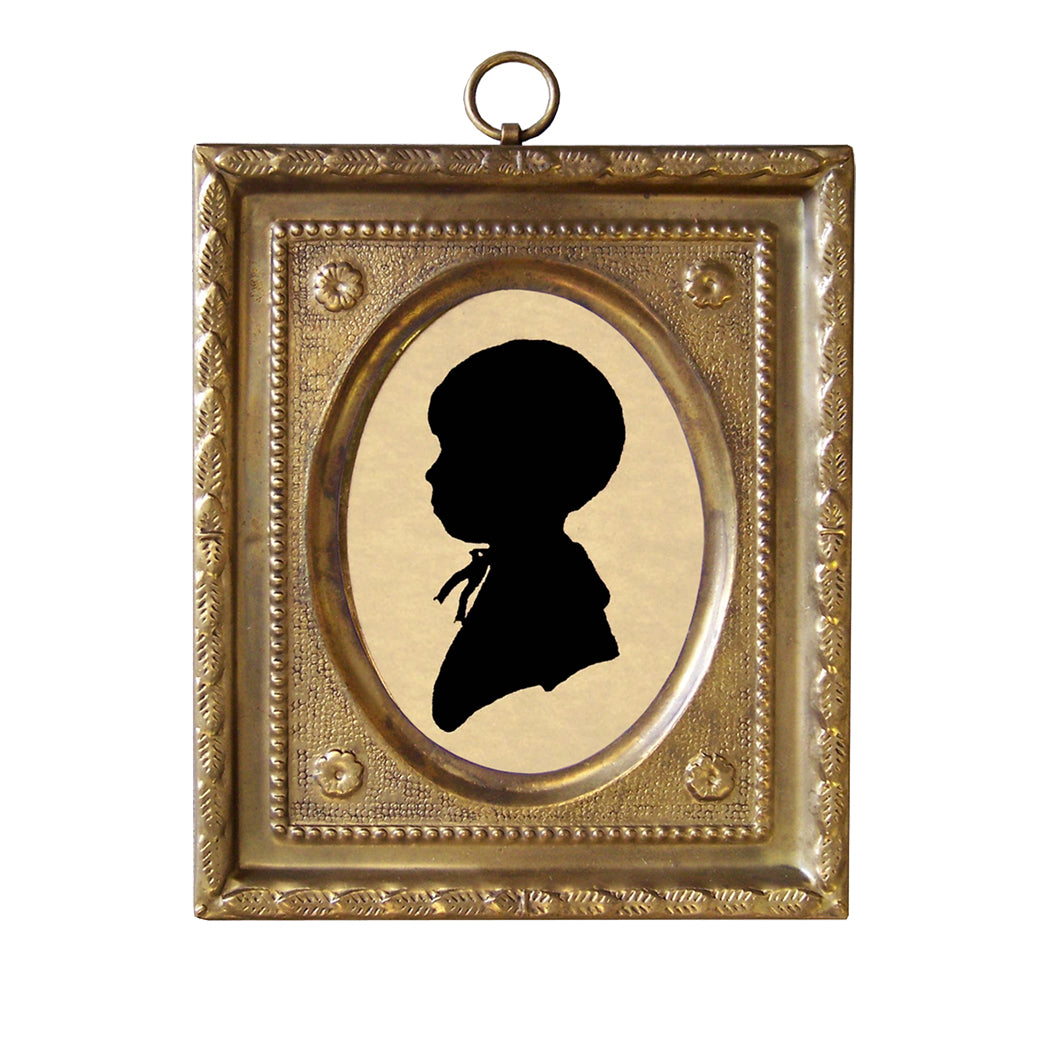 4-1/2″ Miniature Silhouette of Boy by Peale in Brass Frame