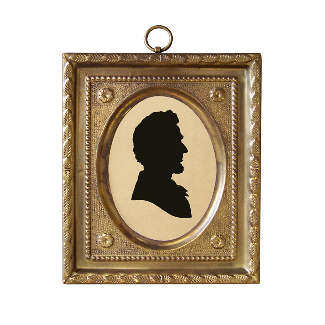 Abraham Lincoln Miniature Silhouette in 4-1/2″ Brass Frame