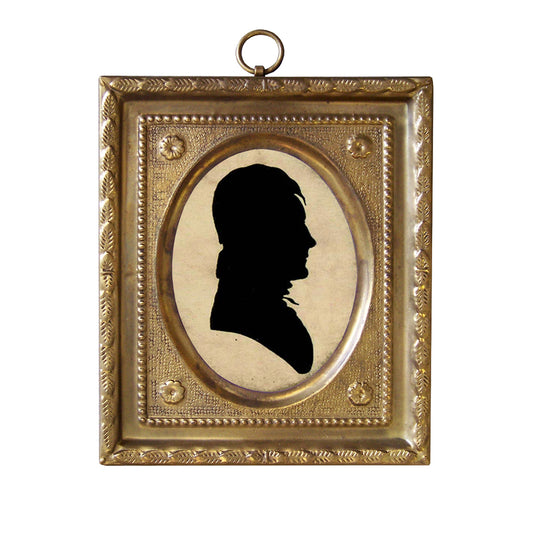 Man by Todd Miniature Silhouette in 4-1/2″ Brass Frame