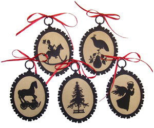 SET OF 5 SILHOUETTE ORNAMENTS