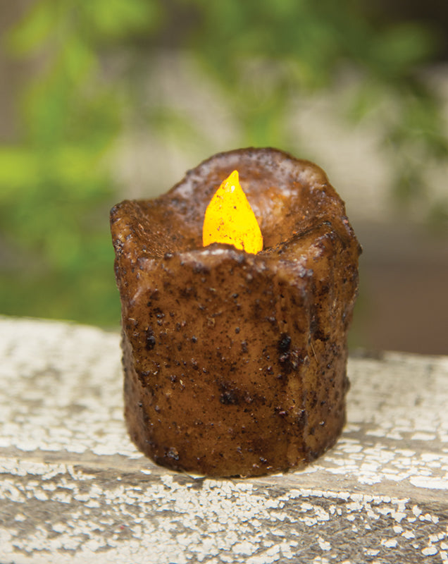 Burnt Mustard Mini Dripped Timer Votive