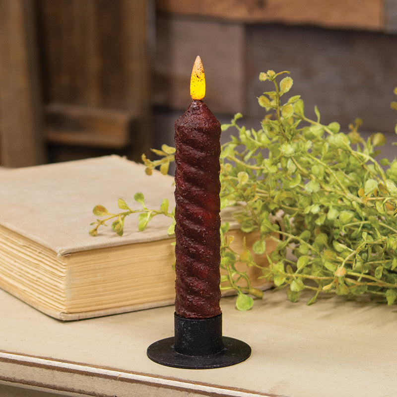 Burnt Burgundy Vintage Twist Flicker Flame Timer Taper