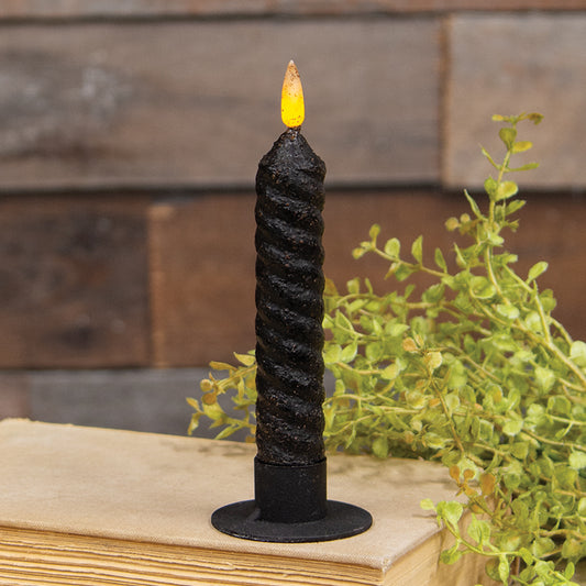 Black Vintage Twist Flicker Flame Timer Taper