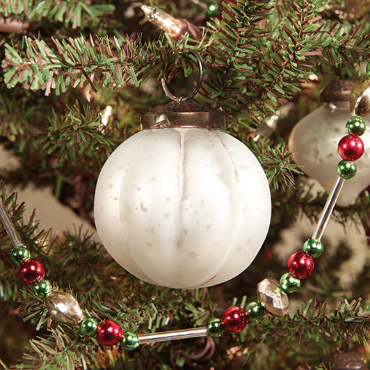 2" White Ridged Mercury Ornament