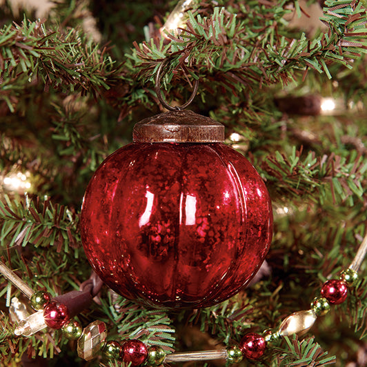 2" Red Ridged Mercury Ornament