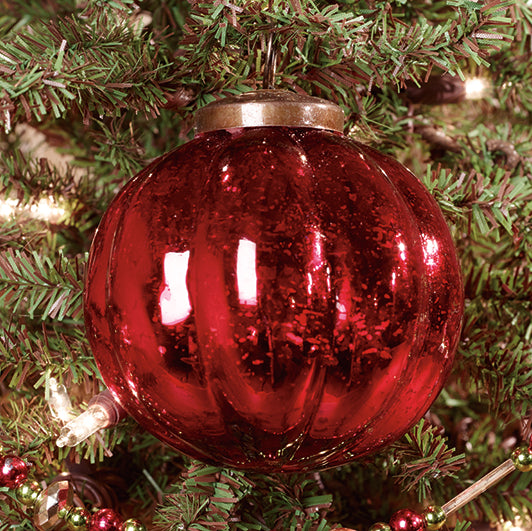 3" Red Ridged Mercury Ornament