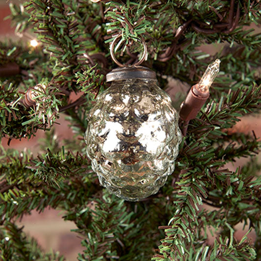 2" Silver Pine Cone Mercury Ornament
