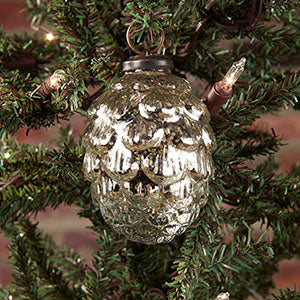 3" Silver Pine Cone Mercury Ornament