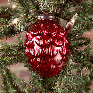 3" Red Pine Cone Mercury Ornament