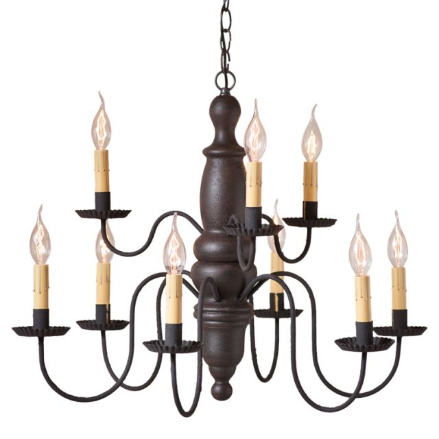 Fairfield Two Tiered Wooden Chandelier in Americana Black