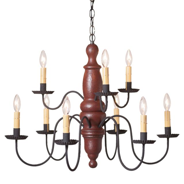 Fairfield Two Tiered Wooden Chandelier in Americana Red