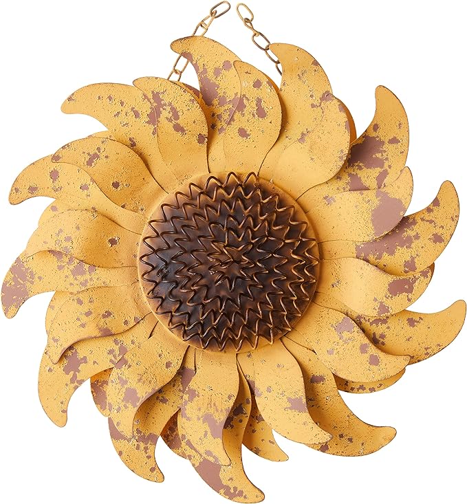 13 INCH DISTRESSED GOLDEN YELLOW METAL SUNFLOWER ARROW REPLACEMENT