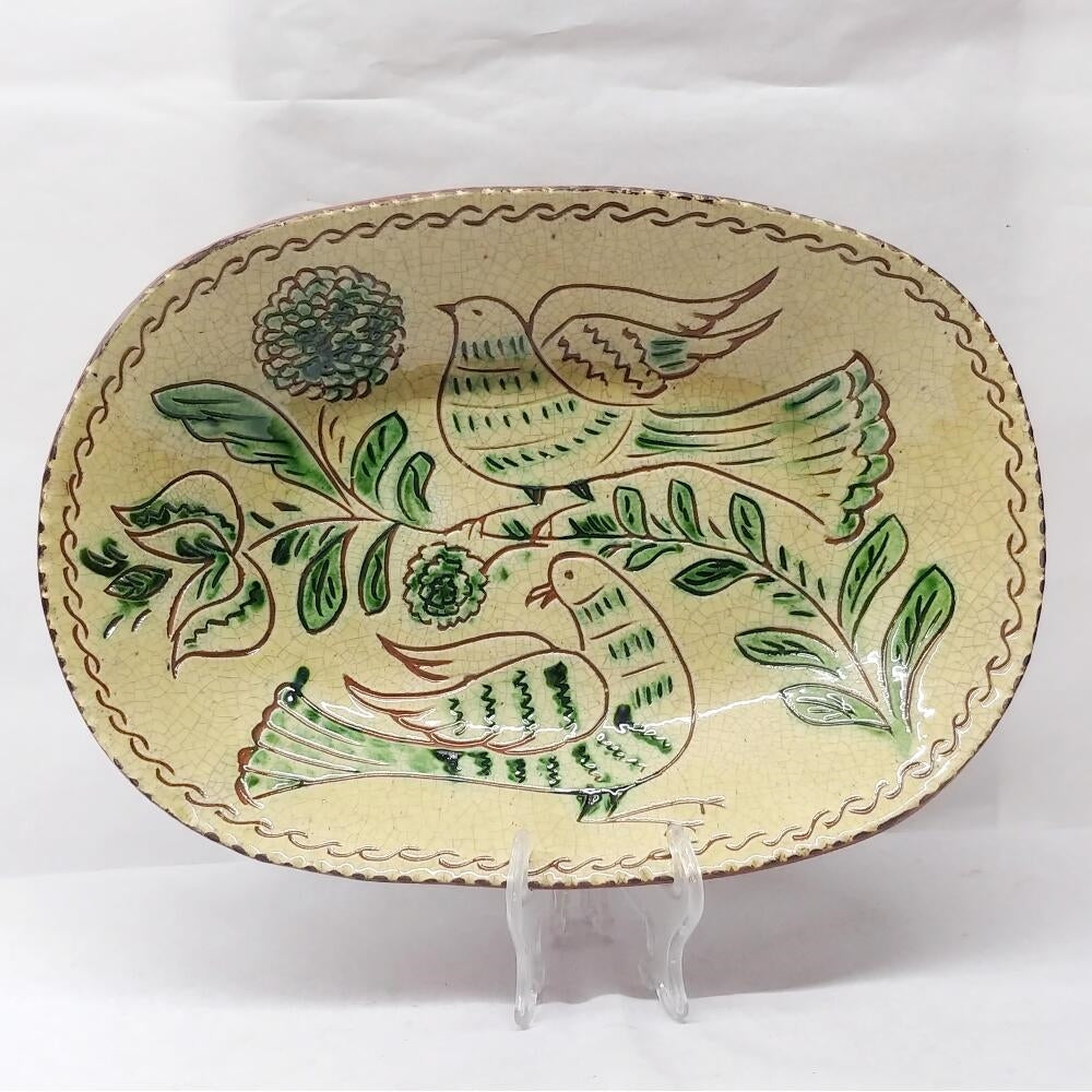 Sgraffito Birds and Tulip Redware Plate – The Tin Bin