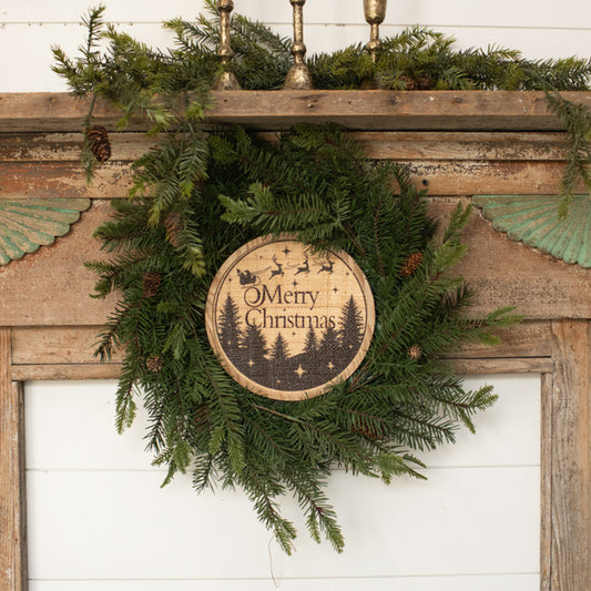 9.5" ROUND MERRY CHRISTMAS SIGN