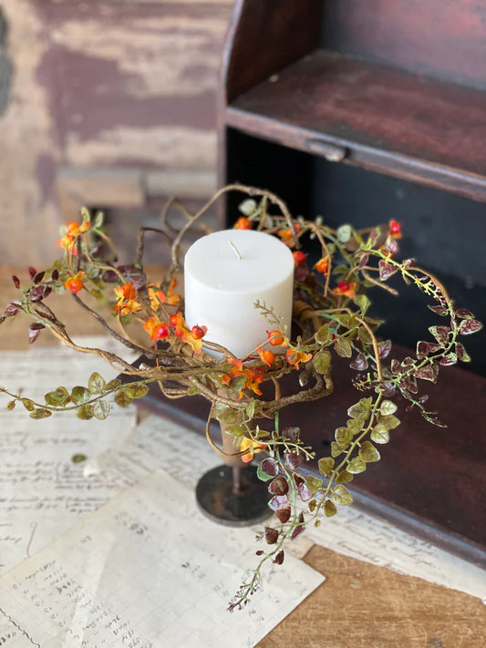 Leaf & Bittersweet Candle Ring | 11"