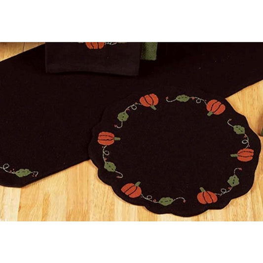 Pumpkins And Vines Black Candle Mat