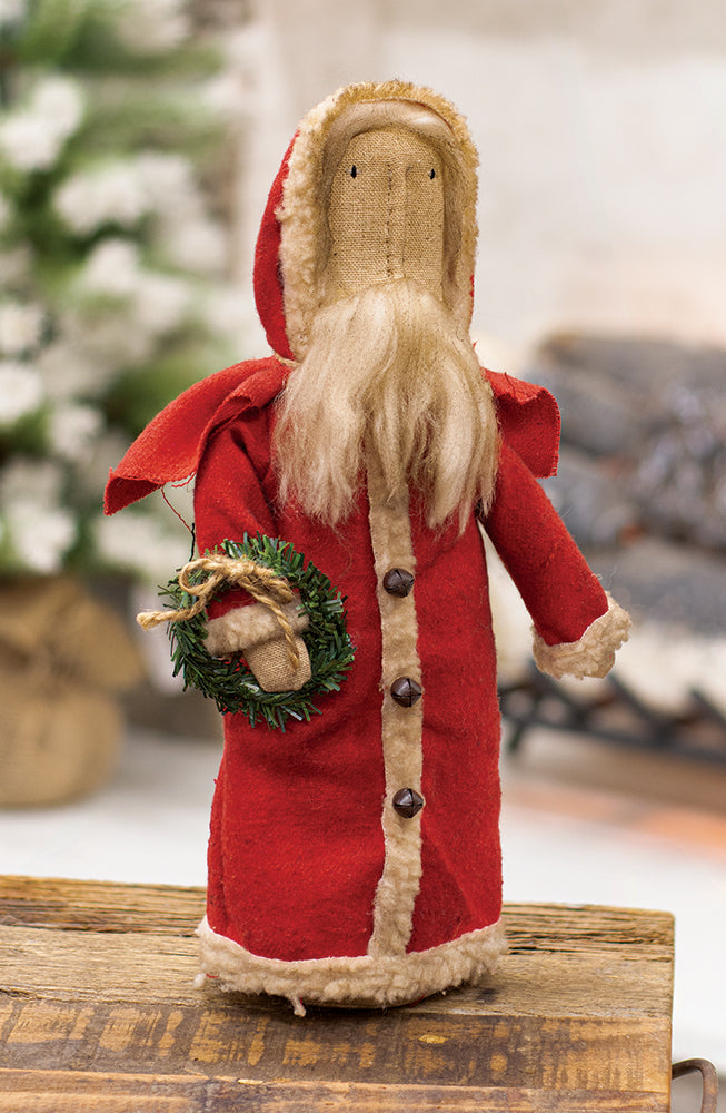 Primitive Santa Sitter with Wreath