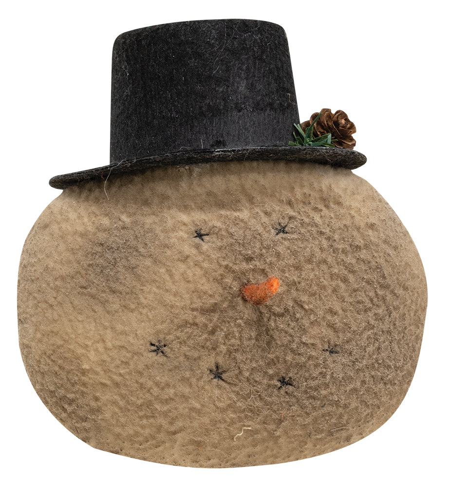 Grungy Primitive Top Hat Snowhead Ornament