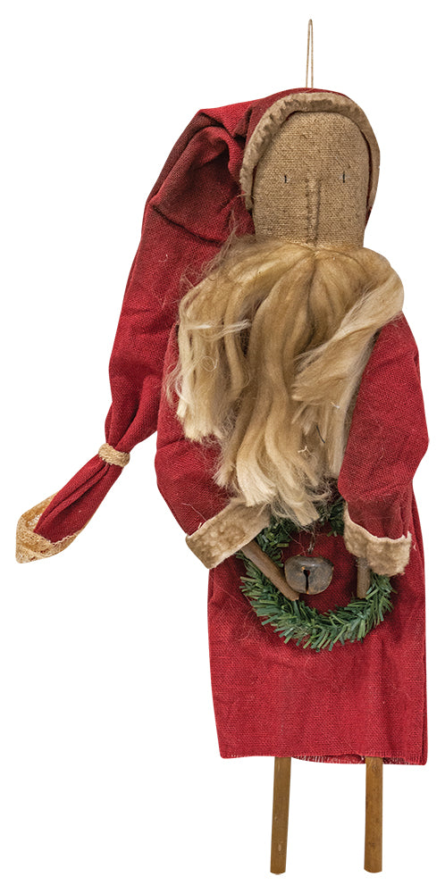 Hanging Father Christmas With Wreath