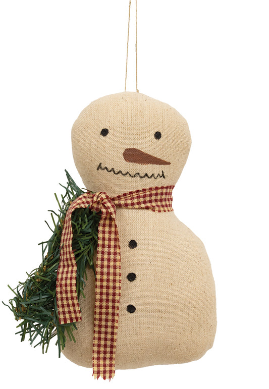 Hanging Primitive Pine & Scarf Snowman Hanger