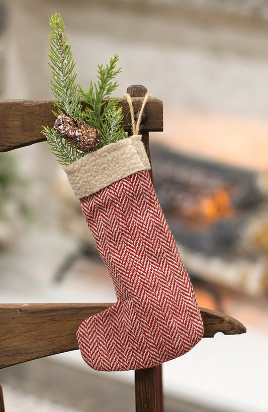 Herringbone Mini Stocking Ornament