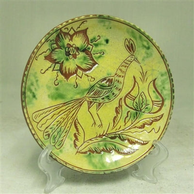 Sgraffito Peacock and Tulip Plate