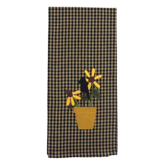 Crow and Flowers in Pot Hand Towel