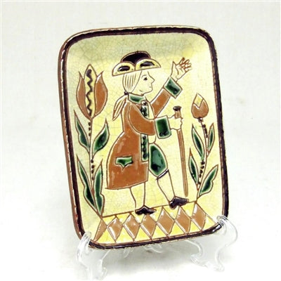 Colonial Man and Flowers Plate