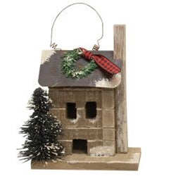 Primitive Town Snowy Cabin Ornament