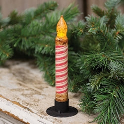 Grungy Glitter Candy Cane Stripe Timer Taper