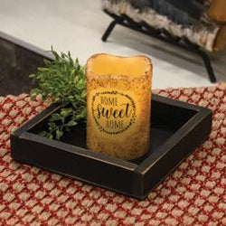 Distressed Black Wooden Square Candle Box