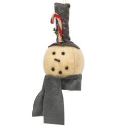 Gray Scarf Snowman Ornament