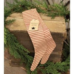 Red Ticking Stripe Fabric Stocking Ornament