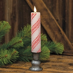 Thick Glittered Candy Cane LED Taper