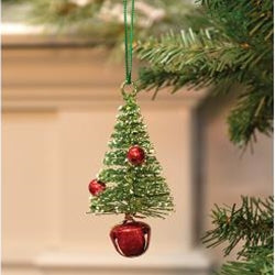 Merry Fairy Bottlebrush Tree on Bell Christmas Ornament