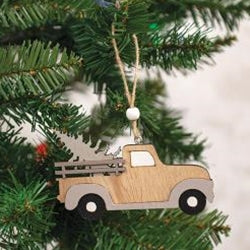 Nordic Wooden Truck With Tree Christmas Ornament