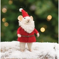 Felted Mouse Santa Christmas Ornament