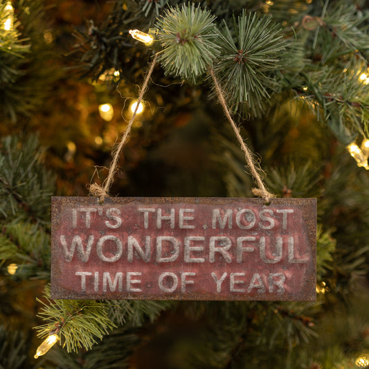 RED MOST WONDERFUL TIME OF THE YEAR ORNAMENT