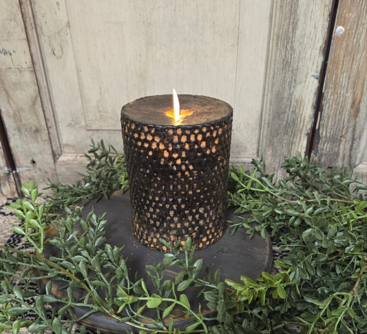 5" beeswax honeycomb timer pillar in black 