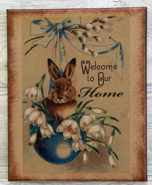 8X10 Welcome To Our Home Rabbit Canvas Print