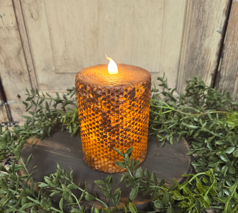 3" x 4" brown honeycomb timer pillar 