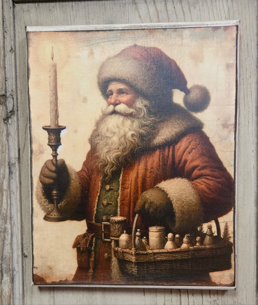 Primitive Belsnickel Holding Basket and Candlestick Canvas Print