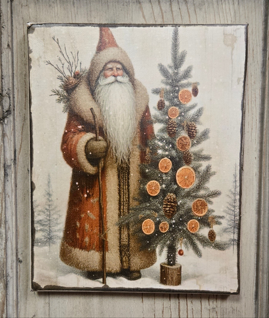 Primitive Belsnickel with Feather Tree Canvas Print