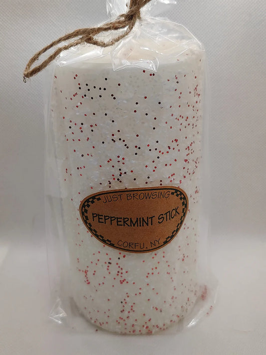 Peppermint Stick Pillar Candle 3 x 6
