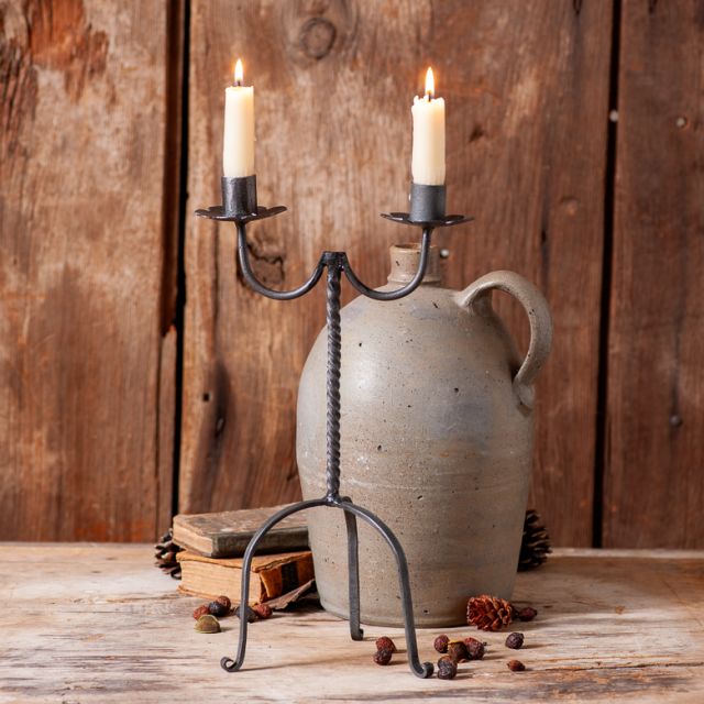 Double Taper Wrought Iron Candle Holder