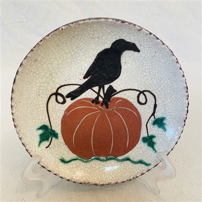 Crow on Pumpkin Plate