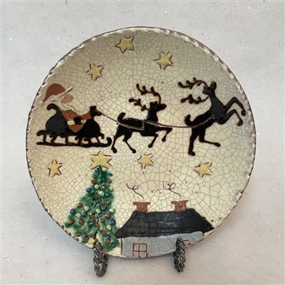 Primitive Santa and Reindeer Plate