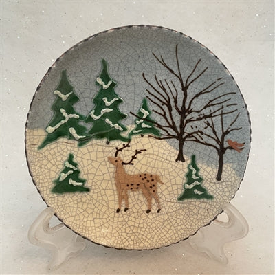 Winter Deer Scene Plate