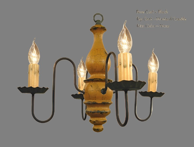 Abigail Wooden Chandelier Mustard Crackle over Black