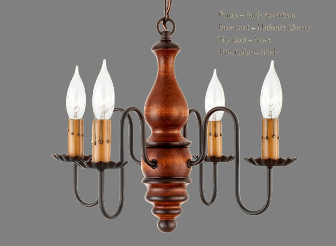 Abigail Wooden Chandelier Michael's Cherry with Black Trim